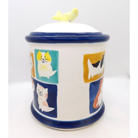 Ceramic Cat Treat Canister with Sealed Lid 8.5" Tall preowned - Picture 2 of 5